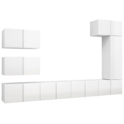 8-tlg. TV-Schrank-Set Hochglanz-Weiß Holzwerkstoff