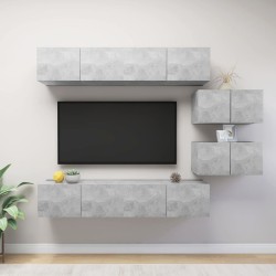 6-tlg. TV-Schrank-Set Betongrau Holzwerkstoff