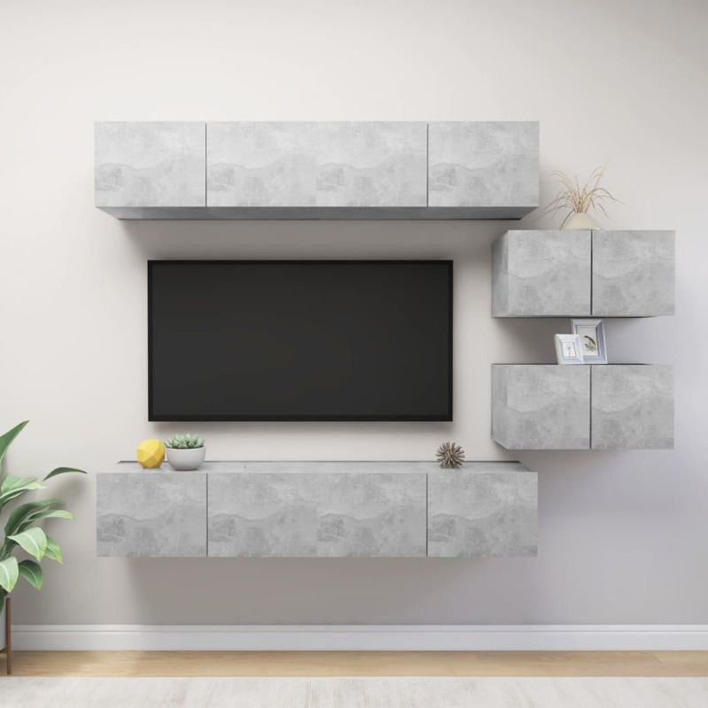 6-tlg. TV-Schrank-Set Betongrau Holzwerkstoff 6-tlg. TV-Schrank-Set Betongrau Holzwerkstoff