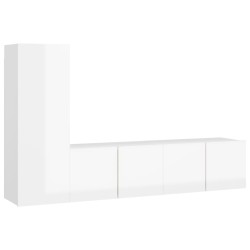 vidaXL 3-tlg. TV-Schrank-Set Hochglanz-Weiß Holzwerkstoff