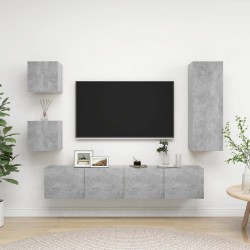 vidaXL 5-tlg. TV-Schrank-Set Betongrau Holzwerkstoff