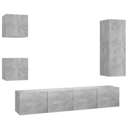 vidaXL 5-tlg. TV-Schrank-Set Betongrau Holzwerkstoff