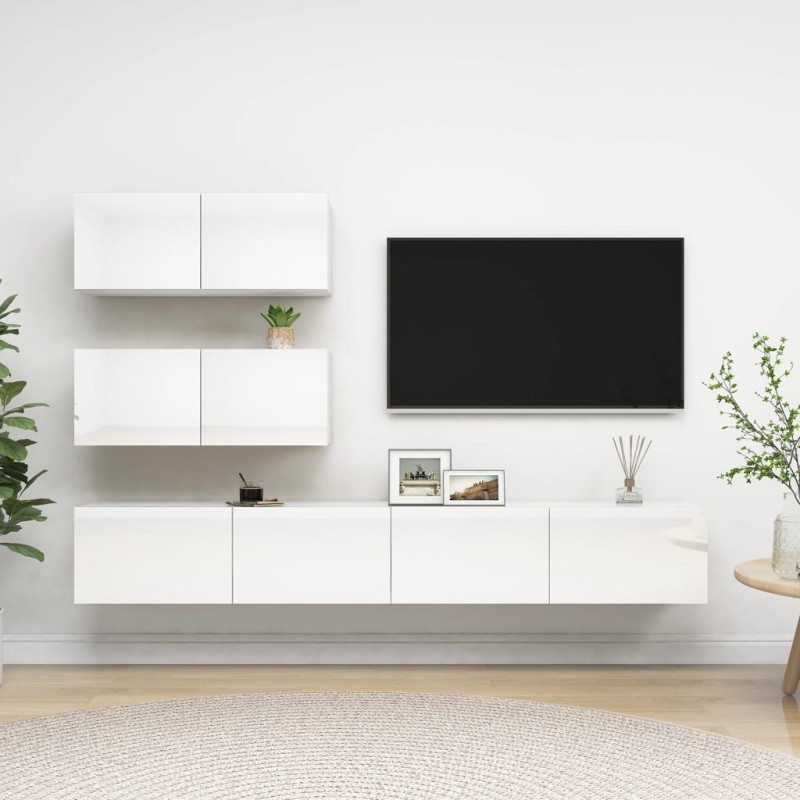 vidaXL 4-tlg. TV-Schrank-Set Hochglanz-Weiß Holzwerkstoff vidaXL 4-tlg. TV-Schrank-Set Hochglanz-Weiß Holzwerkstoff