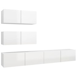 vidaXL 4-tlg. TV-Schrank-Set Hochglanz-Weiß Holzwerkstoff