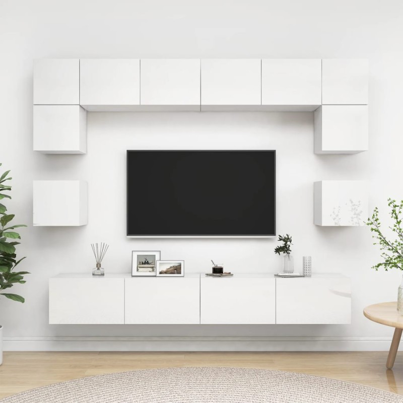 vidaXL 8-tlg. TV-Schrank-Set Hochglanz-Weiß Holzwerkstoff vidaXL 8-tlg. TV-Schrank-Set Hochglanz-Weiß Holzwerkstoff