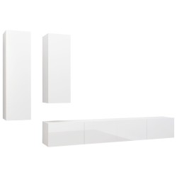 4-tlg. TV-Schrank-Set Hochglanz-Weiß Holzwerkstoff