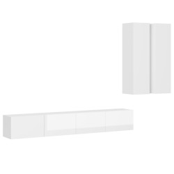 4-tlg. TV-Schrank-Set Hochglanz-Weiß Holzwerkstoff