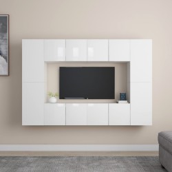 8-tlg. TV-Schrank-Set Hochglanz-Weiß Holzwerkstoff