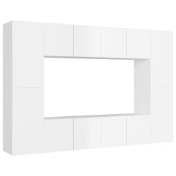 8-tlg. TV-Schrank-Set Hochglanz-Weiß Holzwerkstoff