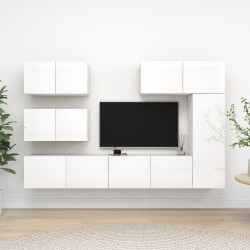 6-tlg. TV-Schrank-Set Hochglanz-Weiß Holzwerkstoff
