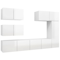 6-tlg. TV-Schrank-Set Hochglanz-Weiß Holzwerkstoff