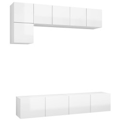5-tlg. TV-Schrank-Set Hochglanz-Weiß Holzwerkstoff