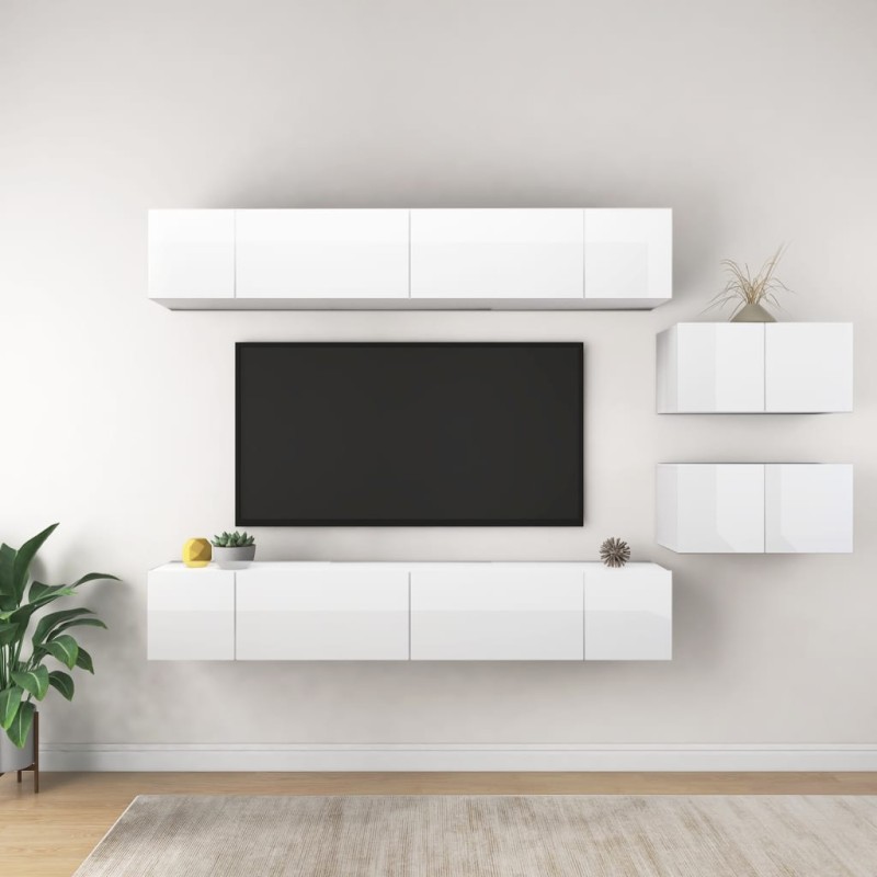 vidaXL TV-Schränke 8 Stk. Hochglanz-Weiß Holzwerkstoff vidaXL TV-Schränke 8 Stk. Hochglanz-Weiß Holzwerkstoff