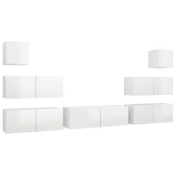 7-tlg. TV-Schrank-Set Hochglanz-Weiß Holzwerkstoff