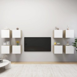 vidaXL TV-Wandschränke 8 Stk. Weiß Sonoma-Eiche 30,5x30x30 cm