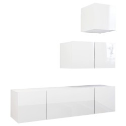 4-tlg. TV-Schrank-Set Hochglanz-Weiß Holzwerkstoff