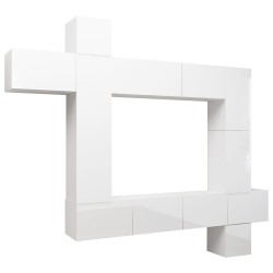 9-tlg. TV-Schrank-Set Hochglanz-Weiß Holzwerkstoff