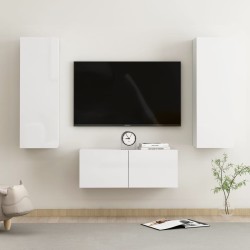 3-tlg. TV-Schrank-Set Hochglanz-Weiß Holzwerkstoff