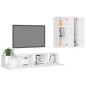 4-tlg. TV-Schrank-Set Hochglanz-Weiß Holzwerkstoff 4-tlg. TV-Schrank-Set Hochglanz-Weiß Holzwerkstoff