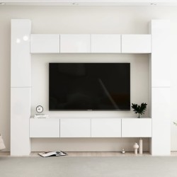 8-tlg. TV-Schrank-Set Hochglanz-Weiß Holzwerkstoff