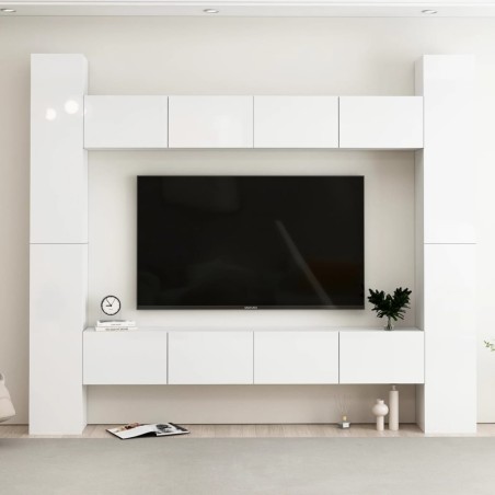 8-tlg. TV-Schrank-Set Hochglanz-Weiß Holzwerkstoff