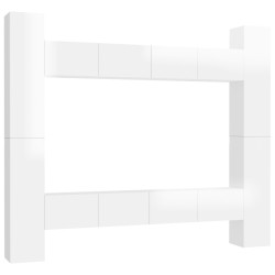 8-tlg. TV-Schrank-Set Hochglanz-Weiß Holzwerkstoff