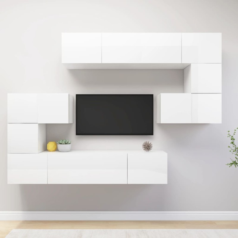 8-tlg. TV-Schrank-Set Hochglanz-Weiß Holzwerkstoff 8-tlg. TV-Schrank-Set Hochglanz-Weiß Holzwerkstoff
