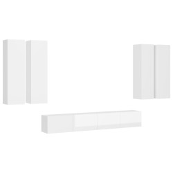 6-tlg. TV-Schrank-Set Hochglanz-Weiß Holzwerkstoff