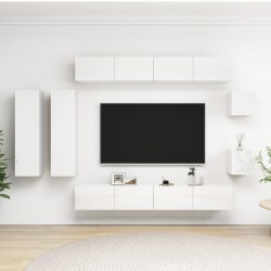 vidaXL 8-tlg. TV-Schrank-Set Hochglanz-Weiß Holzwerkstoff
