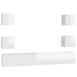 6-tlg. TV-Schrank-Set Hochglanz-Weiß Holzwerkstoff
