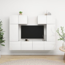 6-tlg. TV-Schrank-Set Hochglanz-Weiß Holzwerkstoff