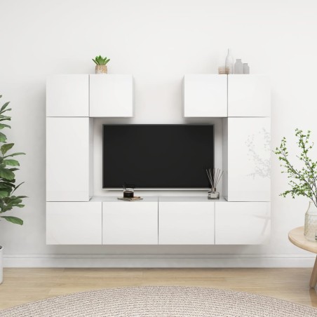 6-tlg. TV-Schrank-Set Hochglanz-Weiß Holzwerkstoff