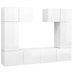 6-tlg. TV-Schrank-Set Hochglanz-Weiß Holzwerkstoff