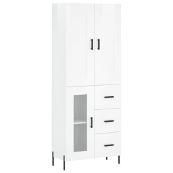 Highboard Hochglanz-Weiß 69,5x34x180 cm Holzwerkstoff