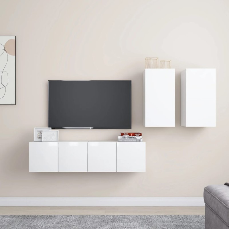 vidaXL 4-tlg. TV-Schrank-Set Hochglanz-Weiß Holzwerkstoff vidaXL 4-tlg. TV-Schrank-Set Hochglanz-Weiß Holzwerkstoff