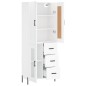 Highboard Hochglanz-Weiß 69,5x34x180 cm Holzwerkstoff Highboard Hochglanz-Weiß 69,5x34x180 cm Holzwerkstoff