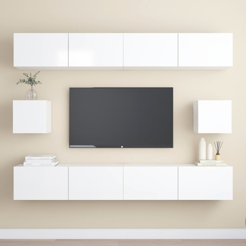 6-tlg. TV-Schrank-Set Hochglanz-Weiß Holzwerkstoff 6-tlg. TV-Schrank-Set Hochglanz-Weiß Holzwerkstoff