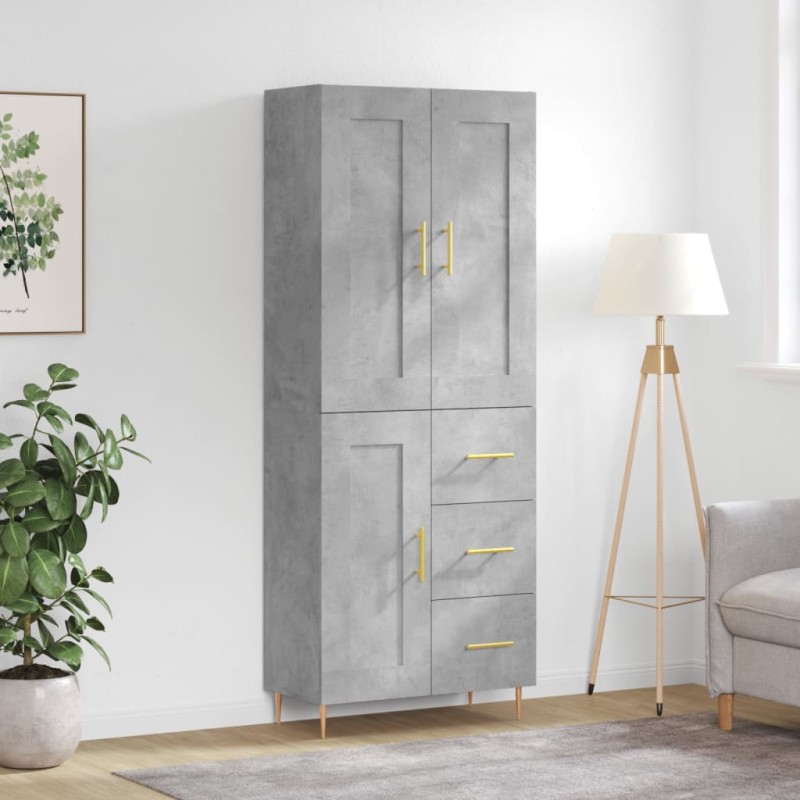 Highboard Betongrau 69,5x34x180 cm Holzwerkstoff Highboard Betongrau 69,5x34x180 cm Holzwerkstoff