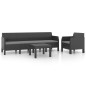 3-tlg. Garten-Lounge-Set mit Kissen PP Rattan Anthrazit 3-tlg. Garten-Lounge-Set mit Kissen PP Rattan Anthrazit