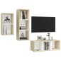vidaXL 3-tlg. TV-Schrank-Set Weiß Sonoma-Eiche Holzwerkstoff vidaXL 3-tlg. TV-Schrank-Set Weiß Sonoma-Eiche Holzwerkstoff