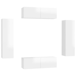 4-tlg. TV-Schrank-Set Hochglanz-Weiß Holzwerkstoff