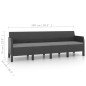 4-Sitzer-Gartensofa mit Kissen Anthrazit PP Rattan 4-Sitzer-Gartensofa mit Kissen Anthrazit PP Rattan