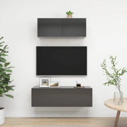 2-tlg. TV-Schrank-Set Hochglanz-Grau Holzwerkstoff