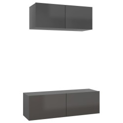 2-tlg. TV-Schrank-Set Hochglanz-Grau Holzwerkstoff