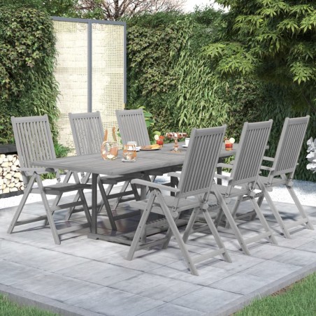 7-tlg. Garten-Essgruppe Massivholz Akazie