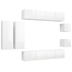 8-tlg. TV-Schrank-Set Hochglanz-Weiß Holzwerkstoff