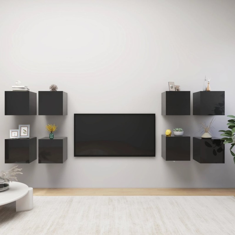 TV-Wandschränke 8 Stk. Hochglanz-Schwarz 30,5x30x30 cm TV-Wandschränke 8 Stk. Hochglanz-Schwarz 30,5x30x30 cm