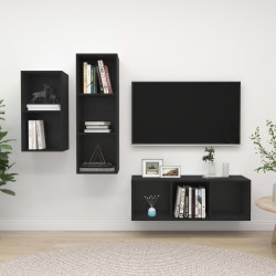 3-tlg. TV-Schrank-Set Schwarz Holzwerkstoff