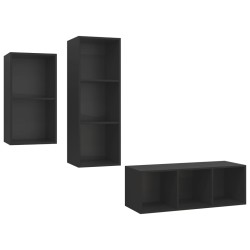 3-tlg. TV-Schrank-Set Schwarz Holzwerkstoff
