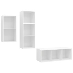 3-tlg. TV-Schrank-Set Weiß Holzwerkstoff